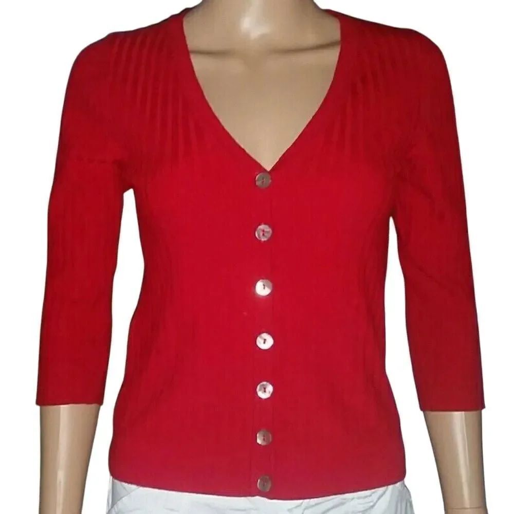 Linda Matthews ribbed buttondown Carnigan S